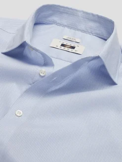 Patterned Dress Shirts|Designer Dress Shirts-Joseph Abboud Modern Fit Spread Collar Dobby Stripe Dress Shirt Light Blue Check