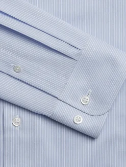 Patterned Dress Shirts|Designer Dress Shirts-Joseph Abboud Modern Fit Spread Collar Dobby Stripe Dress Shirt Light Blue Check