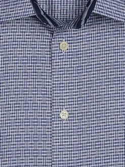 Button Up Shirts|Long Sleeve Button Up Shirts-Pronto Uomo Modern Fit Stripe Contrast Button Up Shirt Navy