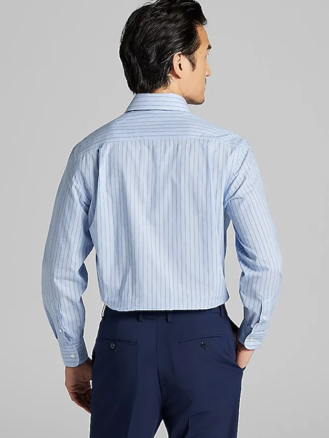 Dress Shirts-Wilke-Rodriguez Modern Fit Stripe Dress Shirt Blue