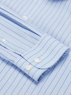 Dress Shirts-Wilke-Rodriguez Modern Fit Stripe Dress Shirt Blue