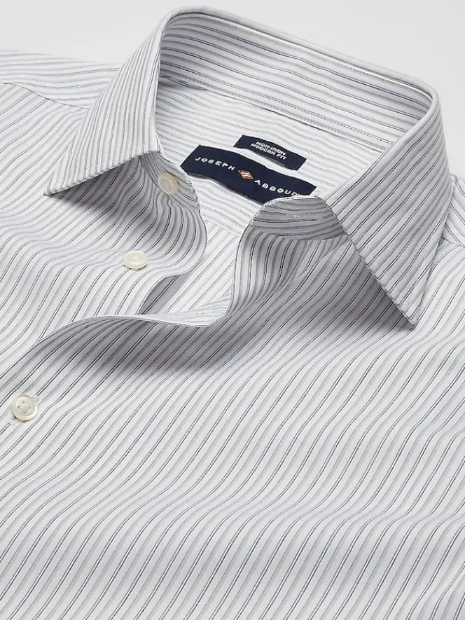 Designer Dress Shirts|Dress Shirts-Joseph Abboud Modern Fit Stripe Dress Shirt Grey/Navy