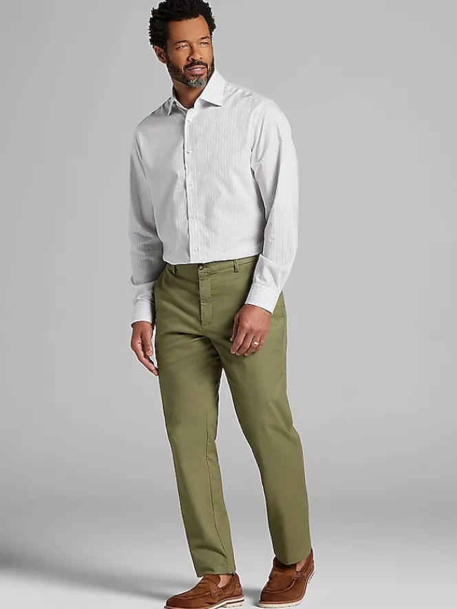 Designer Dress Shirts|Dress Shirts-Joseph Abboud Modern Fit Stripe Dress Shirt Grey/Navy