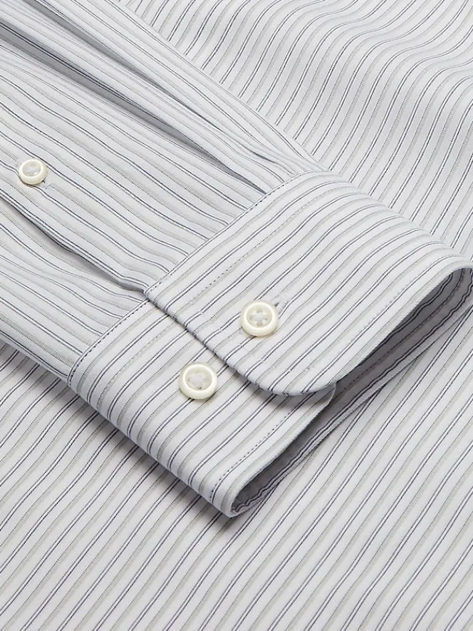 Designer Dress Shirts|Dress Shirts-Joseph Abboud Modern Fit Stripe Dress Shirt Grey/Navy