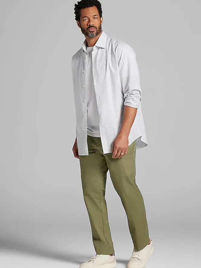 Designer Dress Shirts|Dress Shirts-Joseph Abboud Modern Fit Stripe Dress Shirt Grey/Navy