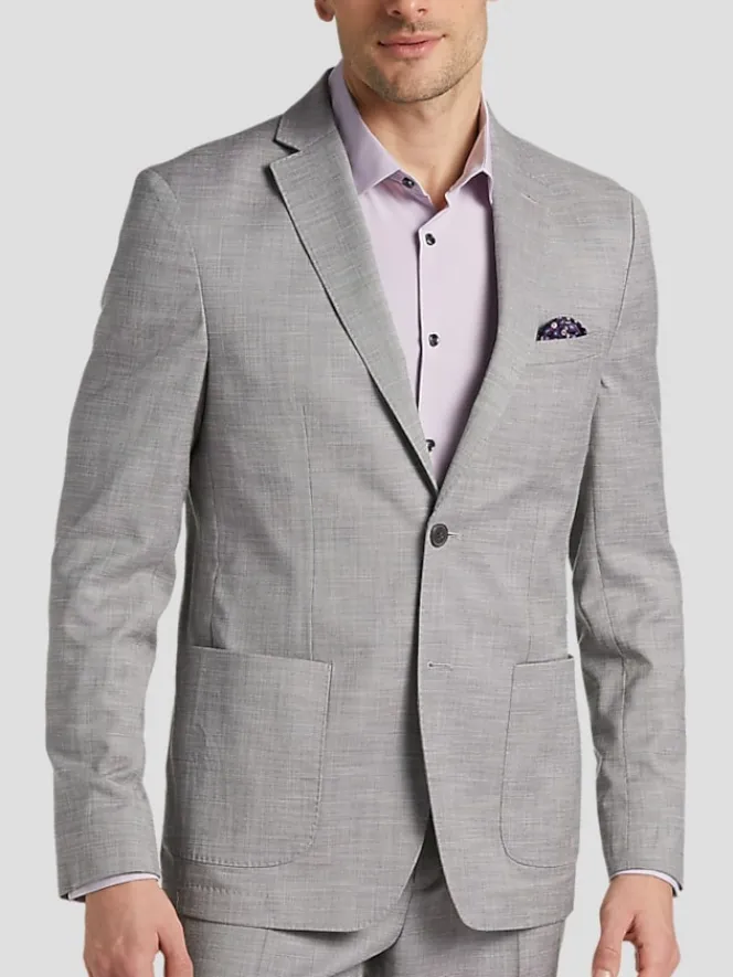 3-piece Suits|Suit Separates-Michael Kors Modern Fit Suit Jacket Light Gray Solid