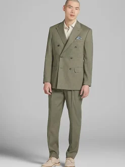 3-piece Suits|Suit Separates-Joseph Abboud Modern Fit Suit Linen Blend Jacket Olive