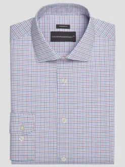 Patterned Dress Shirts|Dress Shirts-Wilke-Rodriguez Modern Fit Tattersall Plaid Dress Shirt Purple/Blue
