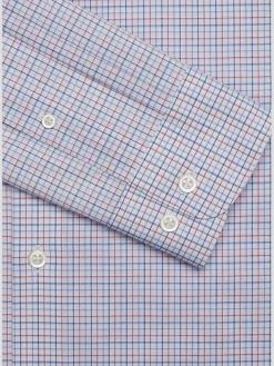 Patterned Dress Shirts|Dress Shirts-Wilke-Rodriguez Modern Fit Tattersall Plaid Dress Shirt Purple/Blue