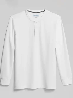 T-shirts-Joseph Abboud Modern Fit Textured Henley Lt Blue