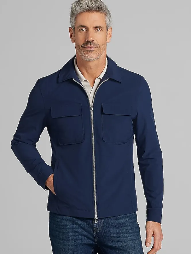 Outerwear-Report Collection Modern Fit Textured Pocket Zip Front Jacket Black