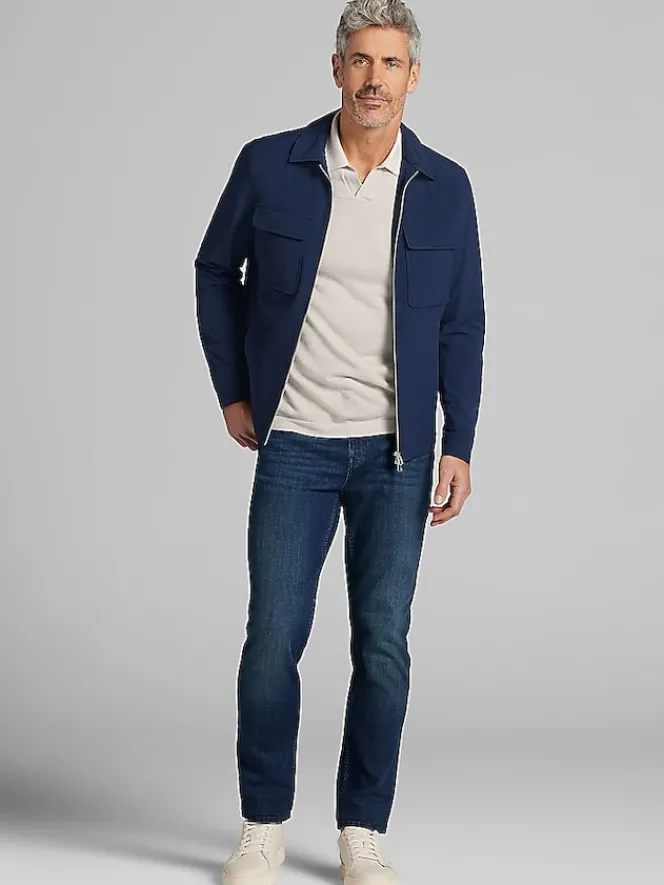 Outerwear-Report Collection Modern Fit Textured Pocket Zip Front Jacket Black