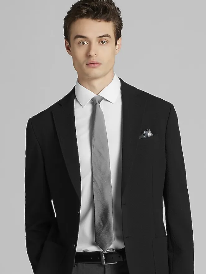 Sport Coats|Sport Coats-Awearness Kenneth Cole Modern Fit Textured Sport Coat Black Texture