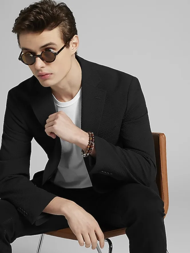Sport Coats|Sport Coats-Awearness Kenneth Cole Modern Fit Textured Sport Coat Black Texture