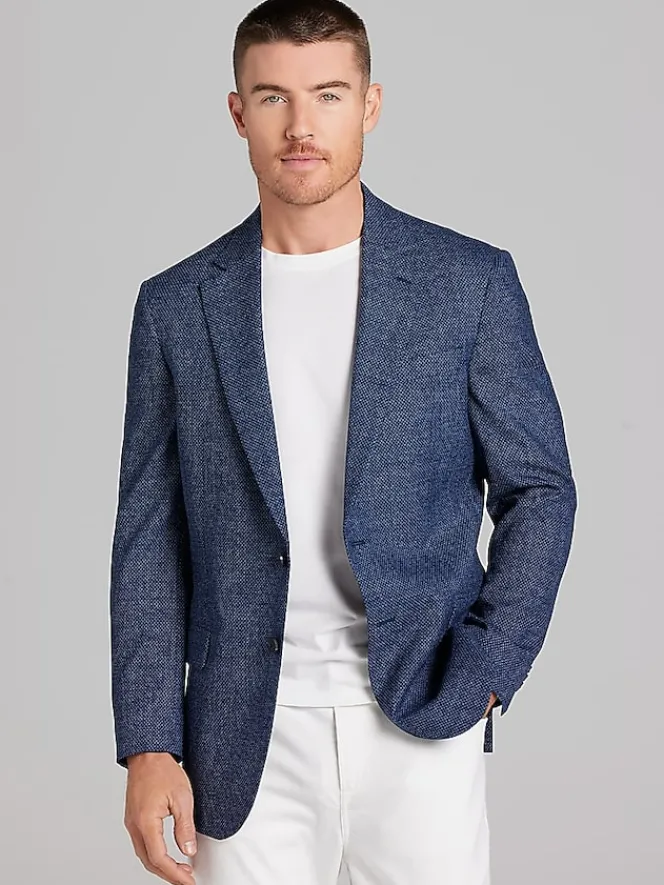 Sport Coats|Sport Coats-Awearness Kenneth Cole Modern Fit Tic Sport Coat Blue Tic