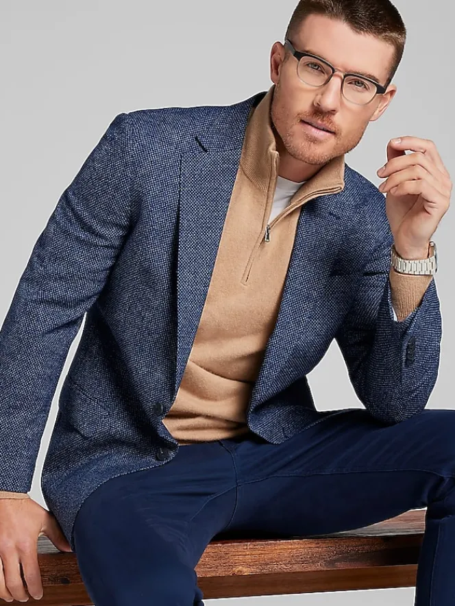 Sport Coats|Sport Coats-Awearness Kenneth Cole Modern Fit Tic Sport Coat Blue Tic