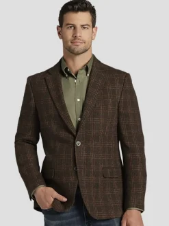 Sport Coats|Sport Coats-Nautica Modern Fit Tweed Sport Coat Olive Burg