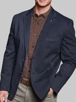 Outerwear|Casual Jackets & Vests-Johnston &Amp; Murphy Modern Fit Washable Cotton Blazer Navy