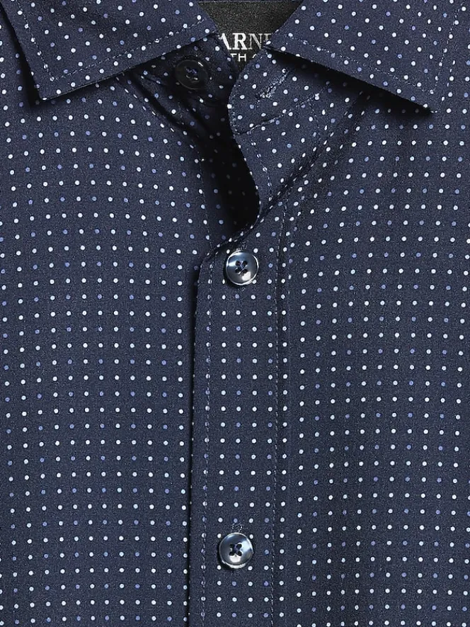 Button Up Shirts|Casual Shirts-Awearness Kenneth Cole Modern Fit 4-Way Stretch Mini Square Dot Button Up Shirt Navy