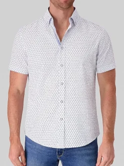 Button Up Shirts|Casual Shirts-Report Collection Modern Fit 4-Way Stretch Short Sleeve Button Up Shirt White