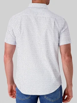Button Up Shirts|Casual Shirts-Report Collection Modern Fit 4-Way Stretch Short Sleeve Button Up Shirt White