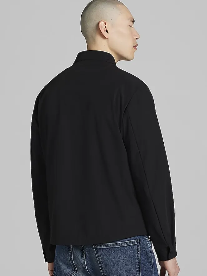 Outerwear-Awearness Kenneth Cole Modern Fit Windbreaker Jacket Black