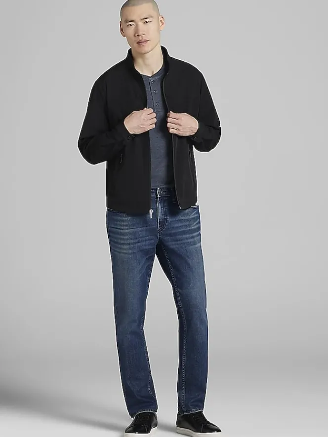 Outerwear-Awearness Kenneth Cole Modern Fit Windbreaker Jacket Black