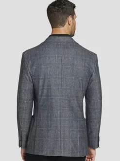 Sport Coats|Sport Coats-Joseph Abboud Modern Fit Windowpane Plaid Sport Coat Grey Plaid