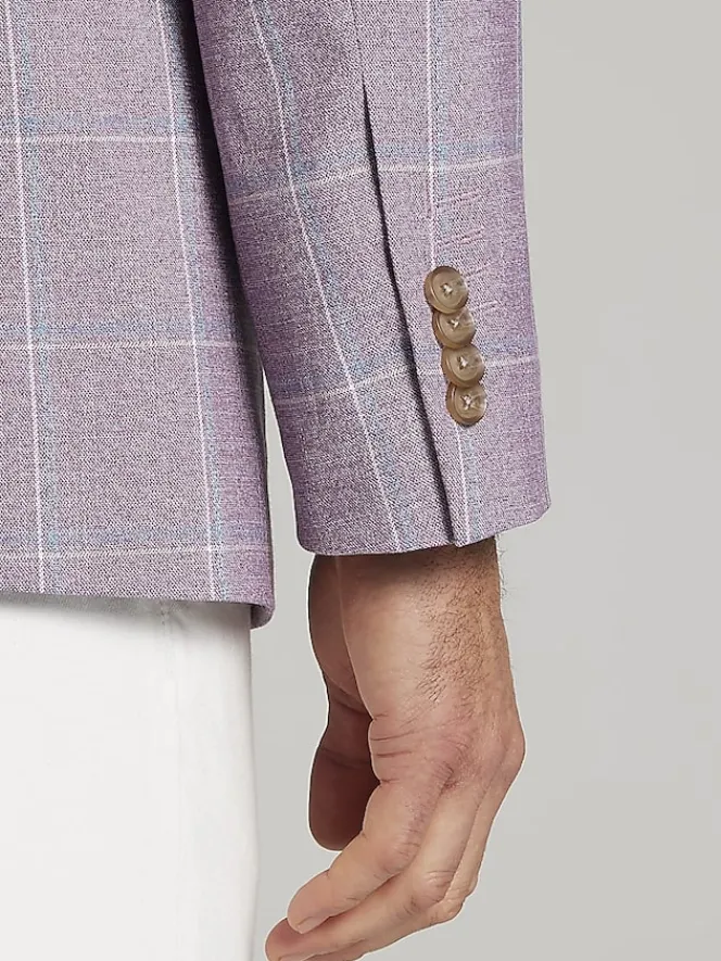 Big & Tall Sport Coats|Sport Coats-JOE Joseph Abboud Modern Fit Windowpane Sport Coat Rose Windowpane
