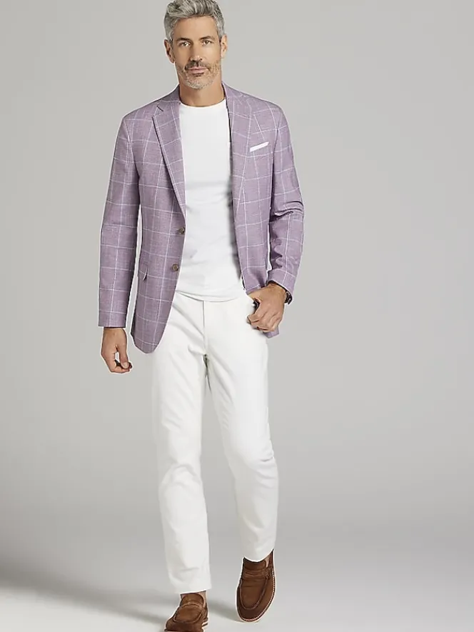 Big & Tall Sport Coats|Sport Coats-JOE Joseph Abboud Modern Fit Windowpane Sport Coat Rose Windowpane