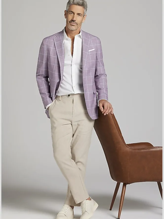 Big & Tall Sport Coats|Sport Coats-JOE Joseph Abboud Modern Fit Windowpane Sport Coat Rose Windowpane