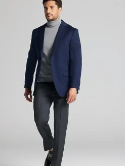 Sport Coats|Sport Coats-Pronto Uomo Platinum Modern Fit Wool Blend Blazer Black Solid