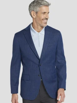 Sport Coats|Sport Coats-Awearness Kenneth Cole Modern Fit Wool Blend Check Sport Coat Blue Check