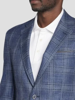 Sport Coats|Sport Coats-Joseph Abboud Modern Fit Wool Blend Plaid Sport Coat Blue Plaid