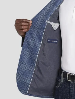 Sport Coats|Sport Coats-Joseph Abboud Modern Fit Wool Blend Plaid Sport Coat Blue Plaid