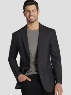 Sport Coats|Sport Coats-Awearness Kenneth Cole Modern Fit Wool Blend Sport Coat Grey/Plum Plaid