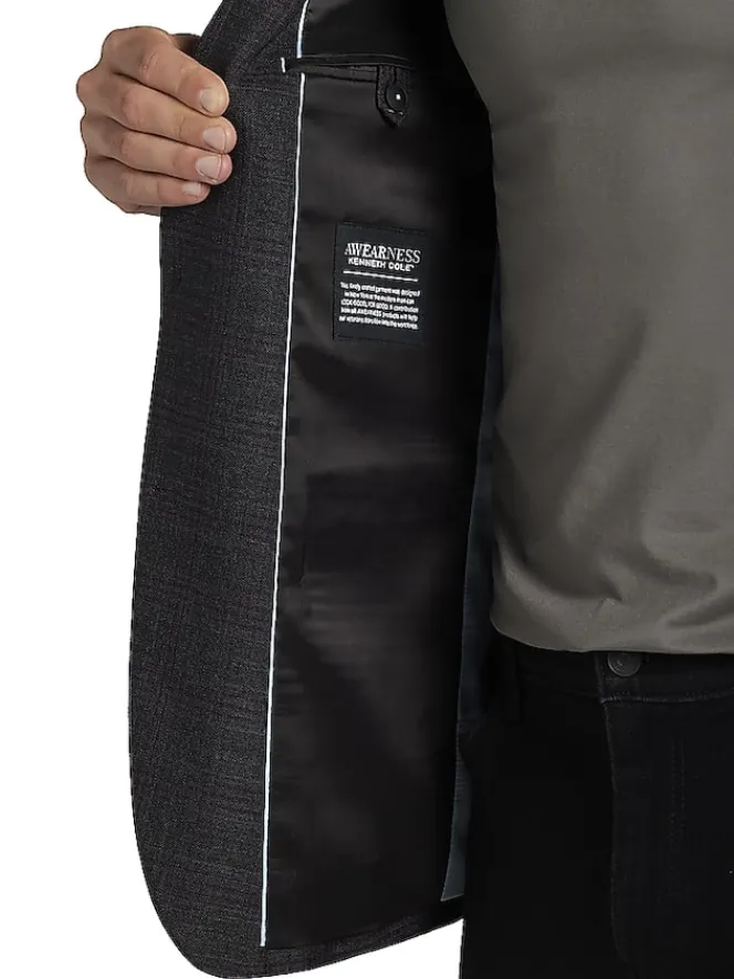 Sport Coats|Sport Coats-Awearness Kenneth Cole Modern Fit Wool Blend Sport Coat Grey/Plum Plaid