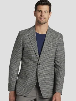 Sport Coats|Sport Coats-Nautica Modern Fit Wool Blend Sport Coat Grey Blue Check
