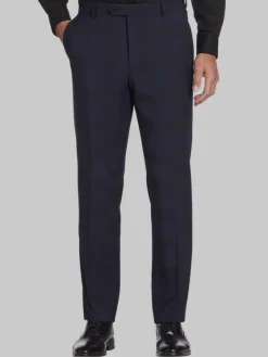 Big & Tall Pants|Big & Tall Suits-Awearness Kenneth Cole Modern Fit Wool Blend Suit Pants Blue Plaid