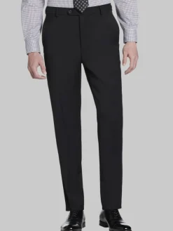 Big & Tall Pants|Dress Pants-Awearness Kenneth Cole Modern Fit Wool Blend Suit Pants Black Solid