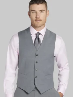Big & Tall Suits|Vests-Tommy Hilfiger Modern Fit Wool Blend Suit Vest Charcoal Twill