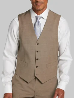 Big & Tall Suits|Vests-Tommy Hilfiger Modern Fit Wool Blend Suit Vest Black/White Sharkskin