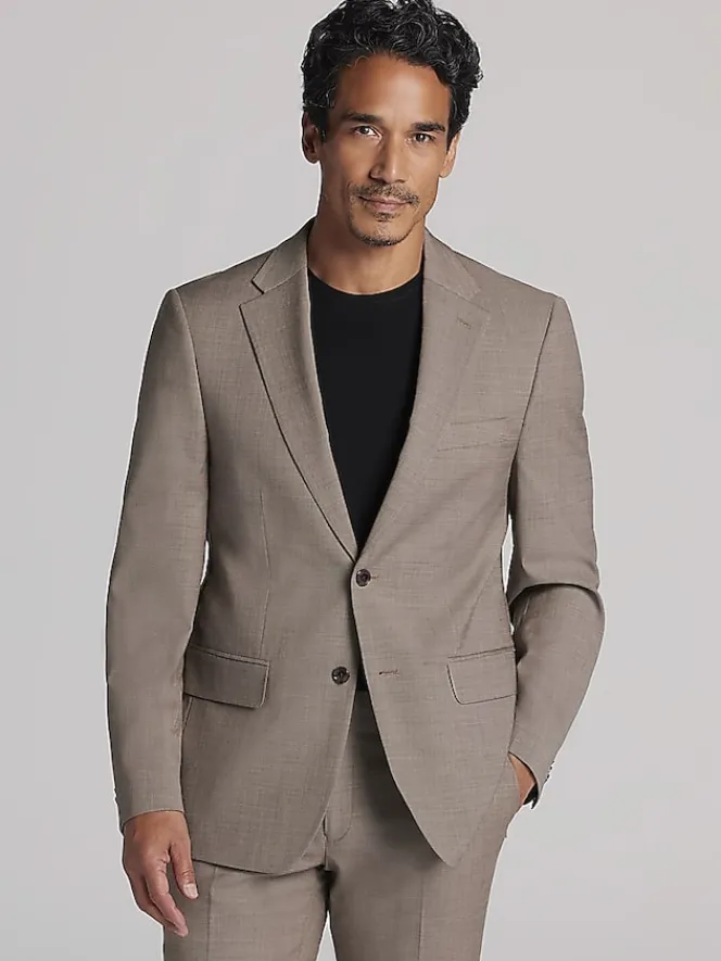 3-piece Suits|Suit Separates-Tommy Hilfiger Modern Fit Wool Blend Suit Jacket Black/White Sharkskin