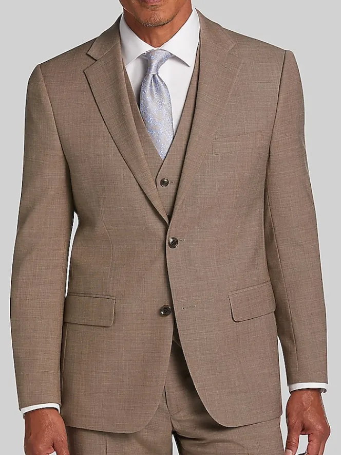 3-piece Suits|Suit Separates-Tommy Hilfiger Modern Fit Wool Blend Suit Jacket Black/White Sharkskin