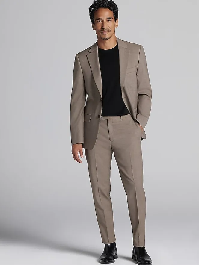 3-piece Suits|Suit Separates-Tommy Hilfiger Modern Fit Wool Blend Suit Jacket Black/White Sharkskin