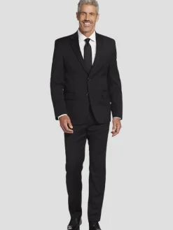 Suit Separates|3-piece Suits-Pronto Uomo Platinum Modern Fit Wool Blend Suit Jacket Black
