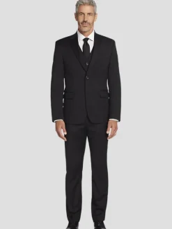Suit Separates|3-piece Suits-Pronto Uomo Platinum Modern Fit Wool Blend Suit Jacket Black