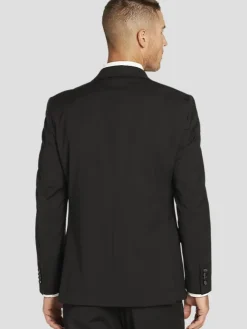Tuxedos|Big & Tall Suits-Tommy Hilfiger Modern Fit Wool Blend Tuxedo Jacket Formal Black