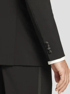 Tuxedos|Big & Tall Suits-Tommy Hilfiger Modern Fit Wool Blend Tuxedo Jacket Formal Black