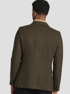 Sport Coats|Sport Coats-Nautica Modern Fit Wool Blend Tweed Sport Coat Olive Plaid